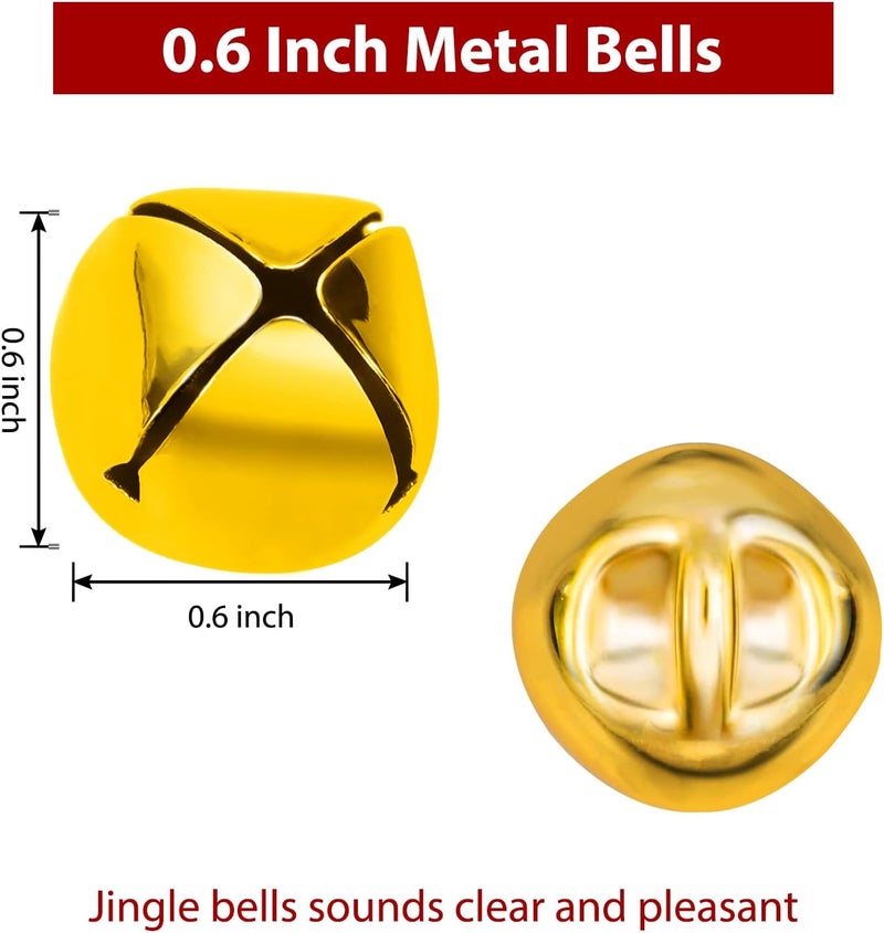 LIGHOON Jingle Bells for Crafts, 8 Colors Large Jingle Bells Christmas Jingle Bell, Cheerful Sound Craft Bells for Wreath, Holiday Home and Christmas Decoration, 0.6 Inch, 120 Pcs - Image 4